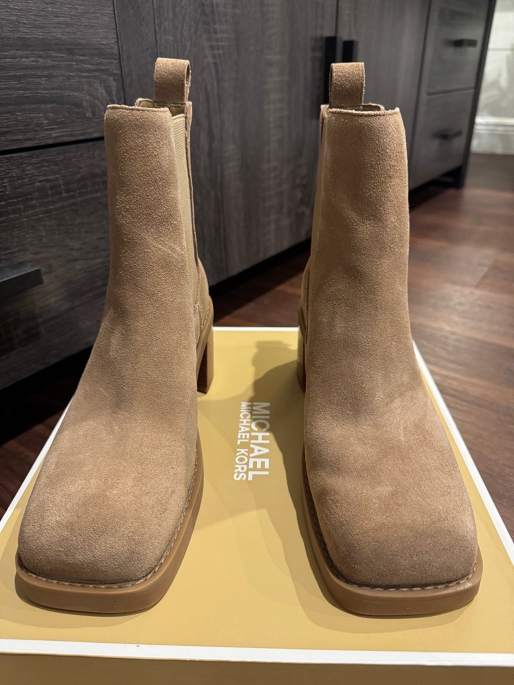 MICHAEL Michael Kors Houston Tan Leather Block Heel Bootie - Picture 6 of 12